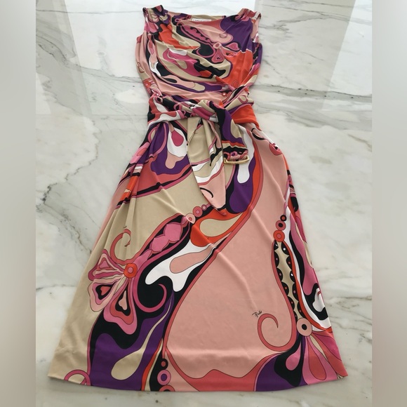 EMILIO PUCCI ORANGE MULTI BELTED DRESS MODEL 11RL95 SIZE IT 42 / US 8 NWOTS! - Picture 4 of 16